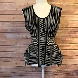 BCBG sleeveless geometric lightweight sweater